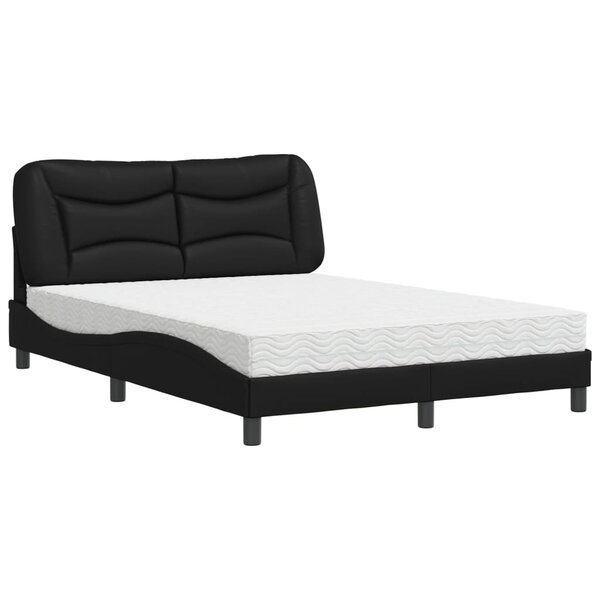 vidaXL Lit avec matelas Hvar noir 140x200 cm similicuir