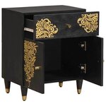 vidaXL Cabinet de chevet avec porte avec tiroir Noir 50 x 33 x 60 cm