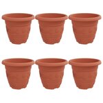 vidaXL Pot à fleurs rond 6 Pièces Rouge brique Ø 26 x 21 5 cm Plastique