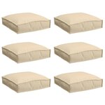 vidaXL Coussin 6 Pièces Beige 40 x 40 x 8 cm Tissu Oxford