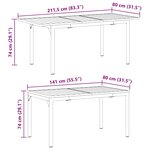 vidaXL Table d'Extension Anthracite 180 x 80 x 76 cm Acier