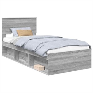 vidaXL Cadre de lit Gris Sonoma 75 x 190 cm Bois d'ingénierie