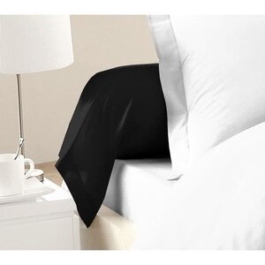 2 taies de traversin noir 100  coton 85 x 185 cm