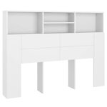 vidaXL Armoire à tête de lit Blanc 140x19x103 5 cm