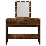 vidaXL Coiffeuse avec LED chêne fumé 100x40x130 cm