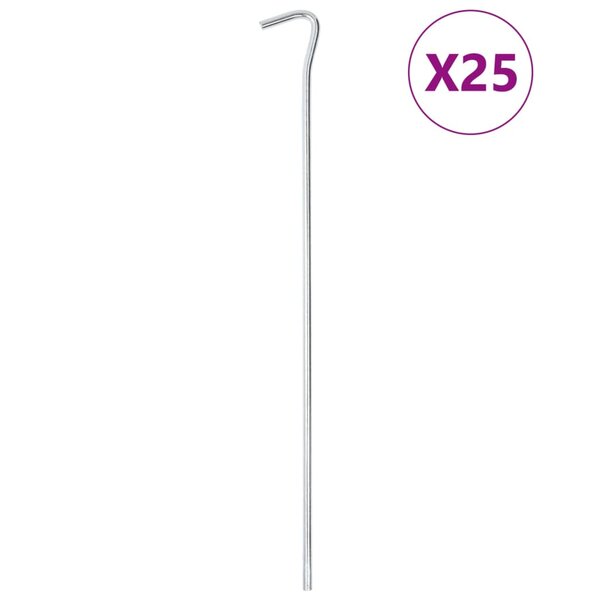 vidaXL Piquets de tente 25 Pièces 30 cm Ø7 mm acier galvanisé