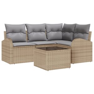vidaXL Ensemble de Canapés de Jardin 5 Pièces avec Coussins en Rattan Poly Noir