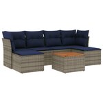 vidaXL Salon de jardin 7 Pièces avec coussins gris résine tressée