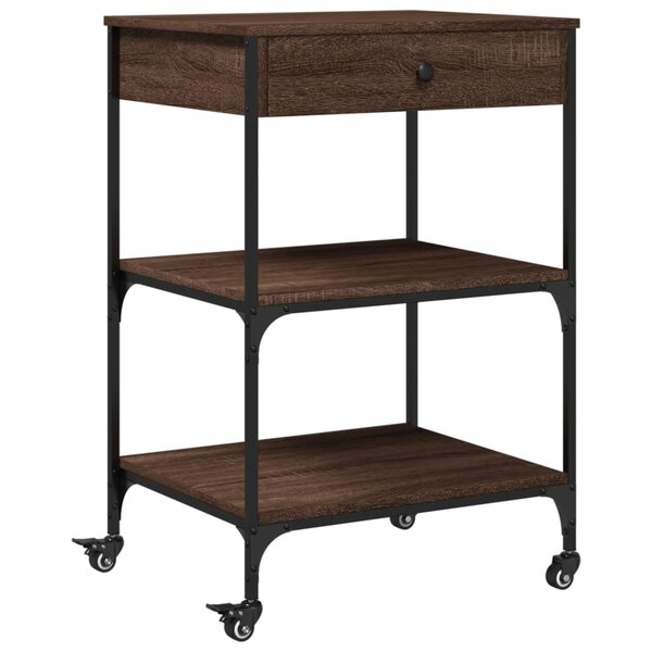 vidaXL Chariot de cuisine chêne marron 60x48x89 5 cm bois d'ingénierie