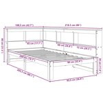 vidaXL Lit bibliothèque sans matelas cire marron 90x200 cm pin massif