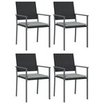 vidaXL Chaises de jardin et coussins lot de 4 noir 54x62 5x89 cm rotin