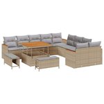 vidaXL Ensemble de canapé de jardin 13 Pièces Beige Poly rotin