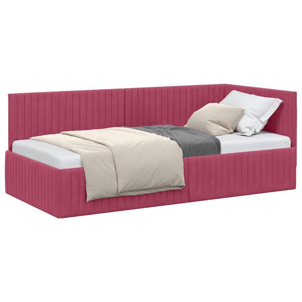 vidaXL Cadre de lit d'angle Bordeaux 90 x 200 cm Velours