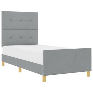 vidaXL Cadre de lit avec tête de lit Gris clair 90 x 200 cm tissu