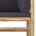 vidaXL Salon de jardin 6 Pièces avec coussins gris foncé bambou