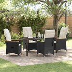 vidaXL Ensemble de salle à manger de jardin de 5 pièces avec coussins en poly résine noire