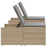 vidaXL Chaises longues 2 pièces avec table en résine tressée beige