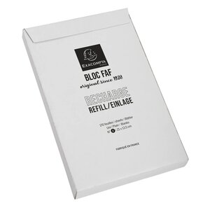 Recharge Faf N°4 21x13 5cm 170p. Uni - Blanc - Exacompta