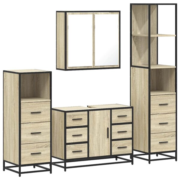 vidaXL Ensemble de meubles de salle de bain 4 Pièces chêne sonoma