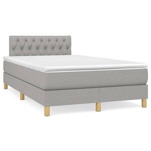 vidaXL Sommier à lattes de lit avec matelas Gris clair 120x200cm Tissu