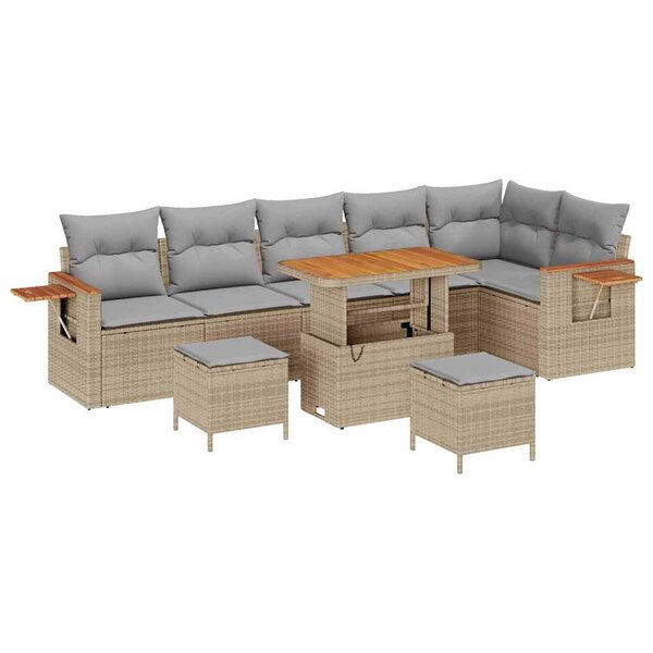 vidaXL Ensemble de canapé de jardin 11 Pièces Beige et Gris clair