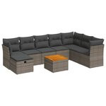 vidaXL Salon de jardin 9 Pièces avec coussins gris résine tressée