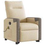 vidaXL Fauteuil inclinable de massage Crème Tissu