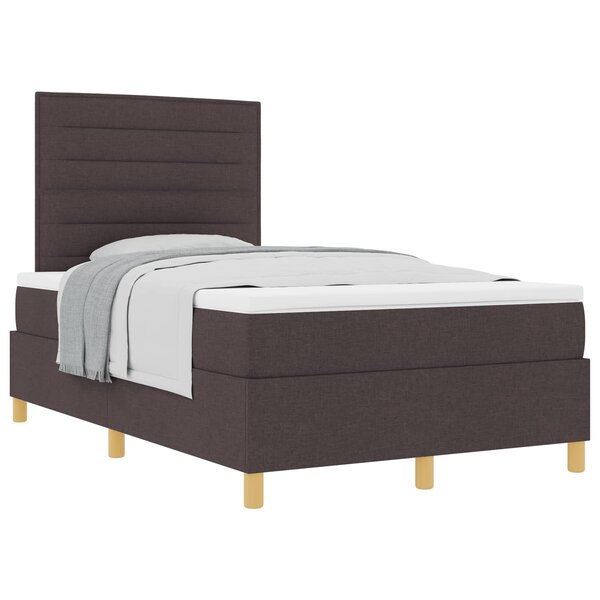 vidaXL Lit à ressorts avec tête de lit Marron foncé 120 x 190 cm tissu