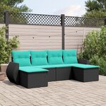vidaXL Salon de jardin 6 Pièces avec coussins noir résine tressée