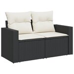 vidaXL Salon de jardin 9 Pièces avec coussins noir résine tressée