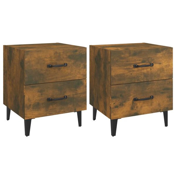 vidaXL Tables de chevet 2 Pièces Chêne fumé 40x35x47 5 cm