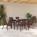 Ensemble de salle à manger de jardin 7 pièces vidaXL Marron Textilène et Acier