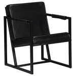 vidaXL Fauteuil noir cuir véritable