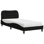 vidaXL Lit avec matelas Hvar noir 90x200 cm tissu