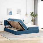 vidaXL Lit de rangement LED avec matelas Bleu foncé 180 x 200 cm