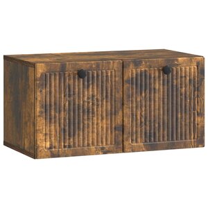 vidaXL Meuble TV mural Chêne fumé 59 5 x 31 x 30 cm Bois d'ingénierie