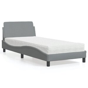 vidaXL Lit avec matelas gris clair 90x190 cm tissu