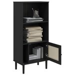 vidaXL Bibliothèque SENJA aspect de rotin noir bois massif de pin