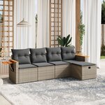 vidaXL Salon de jardin 5 Pièces avec coussins gris résine tressée