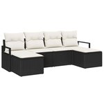 vidaXL Ensemble de canapé de jardin 6 Pièces Noir Poly rotin