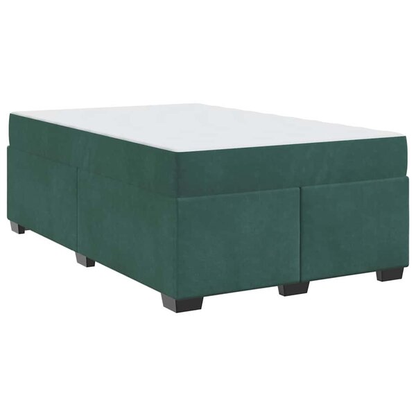 vidaXL Cadre de lit avec matelas Vert foncé 120 x 200 cm tissu
