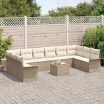 vidaXL Ensemble de canapé de jardin 11 Pièces Beige Poly rotin