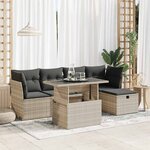 vidaXL Salon de jardin 6 Pièces avec coussins gris clair résine tressée