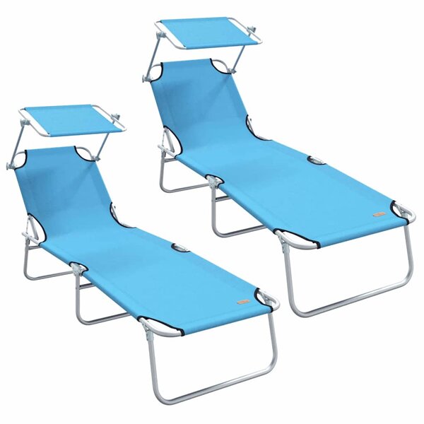 vidaXL Transat 2-personne 2 Pièces Bleu 58 x 188 x 77cm tissu