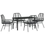 vidaXL Ensemble de dîner de jardin 5 pièces avec coussins Noir Rattan Poly