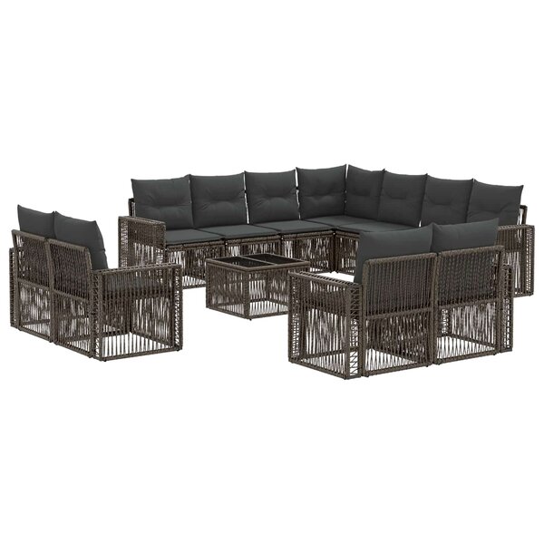 vidaXL Ensemble de canapé de jardin 12 Pièces Gris et Gris foncé