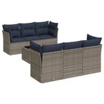 vidaXL Salon de jardin 7 Pièces avec coussins gris résine tressée
