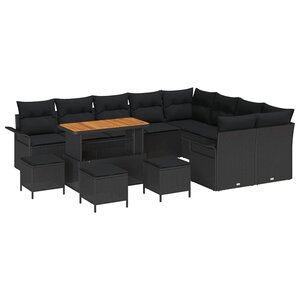 vidaXL Ensemble de canapé de jardin 13 Pièces Noir 110 x 55 x 71 cm