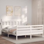 vidaXL Cadre de lit avec tête de lit blanc 160x200 cm bois massif