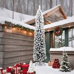 vidaXL Sapin de Noël artificiel mince flocon de neige vert 240 cm PVC